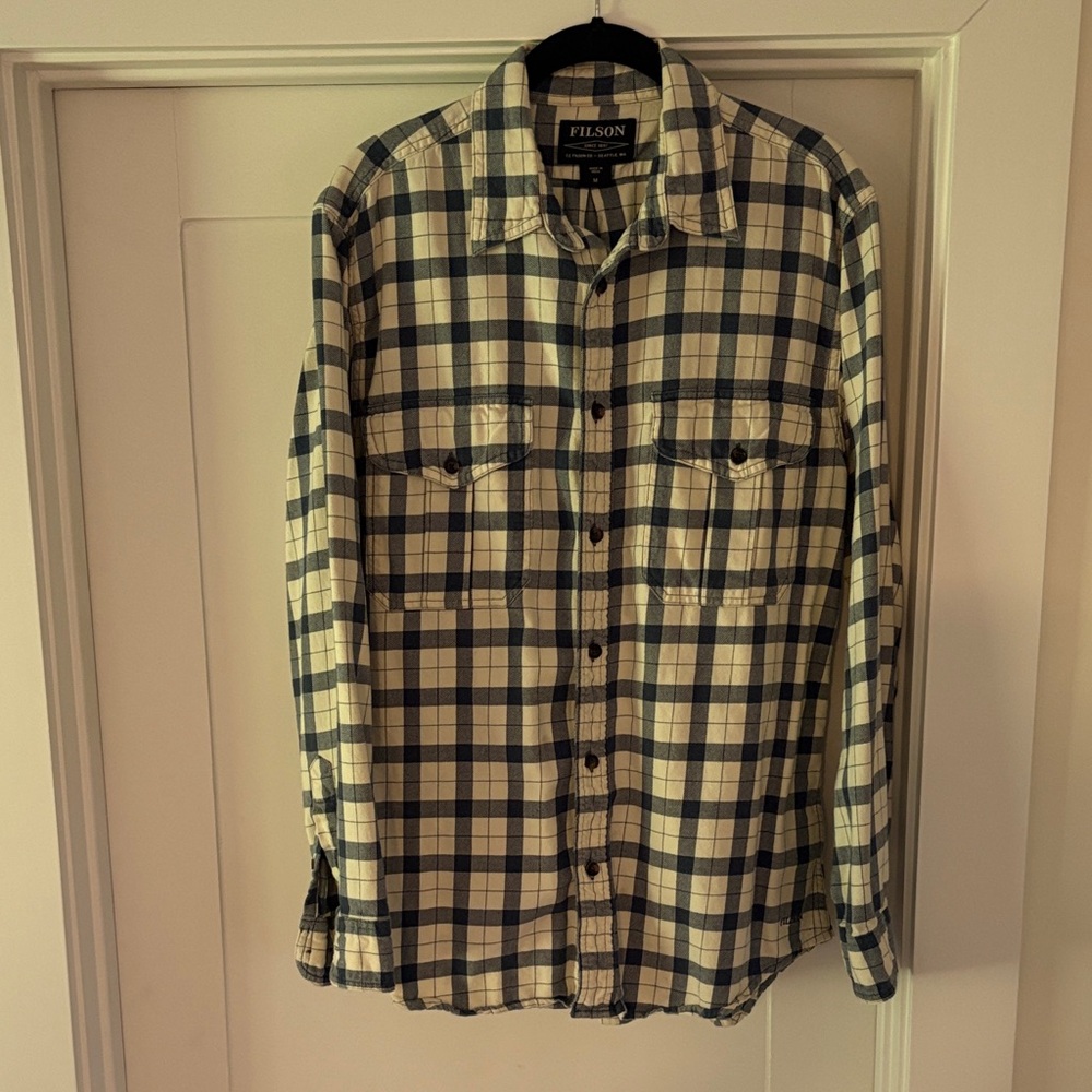 Filson Men's Checkered Shirt - Navy and White